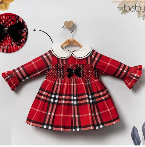 پیراهن 4خانه قرمز پاپیون مشکی ............... 18918