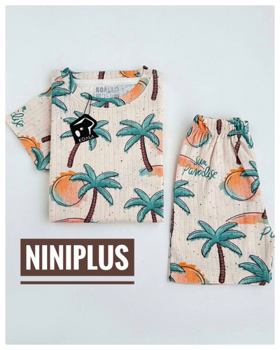 ست تیشرت شلوارک کبریتی طرح نخل ...............................................................19776