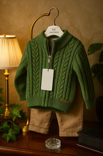 ست 3 تیکه پولیور بافت مارپیچی با بلوز و شلوار کتان........ 19562