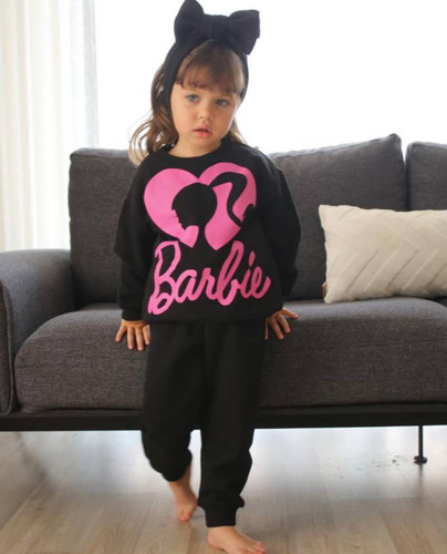 ست بلوز شلوار دورس زارا طرح باربی مشکی ................18787