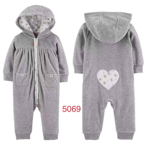 سرهمی فوتر کارترز کلاهدار طوسی روشن گل ....................17951