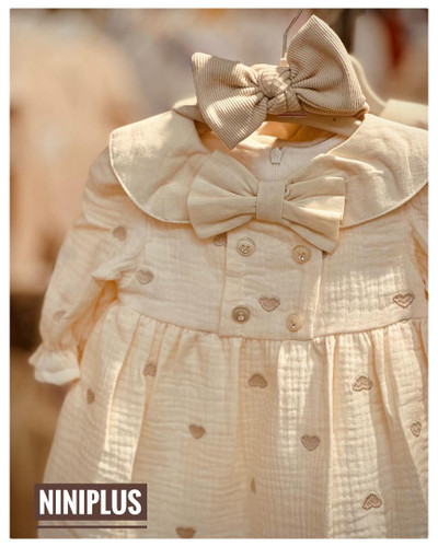 پیراهن دخترانه موسلین یقه پاپیونی 4128 -4129 ........... 19957---19967