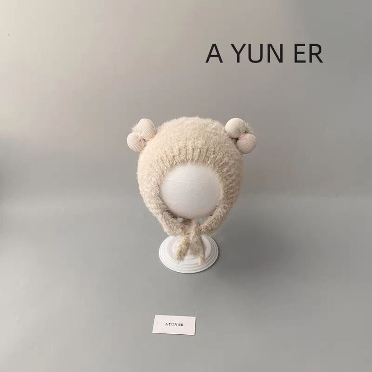 کلاه زمستانه نوزادی کلاه دو پاپیون کلاه خزدار بچهگانه کلاه فانتزی نوزاد کلاه بدون آستر نوزادی اکسسوری گرم نوزادی کلاه بچگانه زمستانی