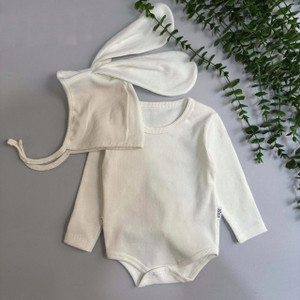 ست نوزادی کبریتی زیردکمه نوزادی کلاه خرگوشی نوزاد لباس نوزاد دخترانه بادی آستینبلند نوزادی ست دو تیکه نوزادی لباس راحتی نو