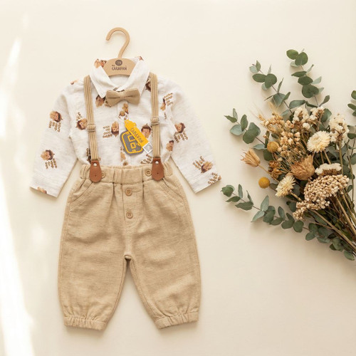 ست 4 تیکه بادی شلوار ساسپندر ترک فندوق .......................20064