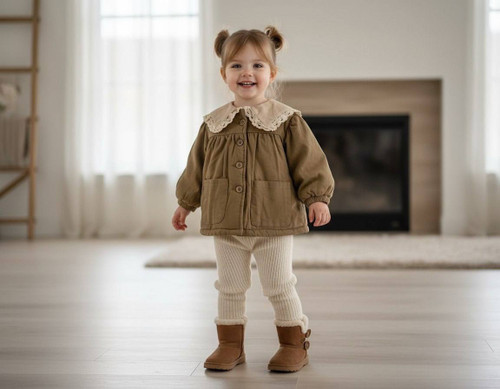 پالتو دخترانه با یقه دانتل مجلسی – لباس پاییزی شیک برای کودکان................. کد 15924