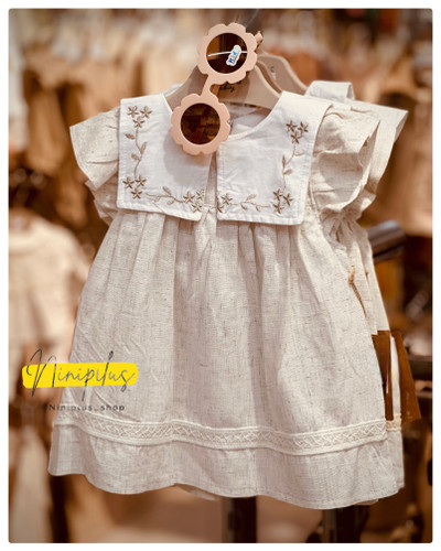 پیراهن نوزادی دخترانه نخی گلدوزیشده | ۳ ماه تا ۲ سال.................... کد 19065