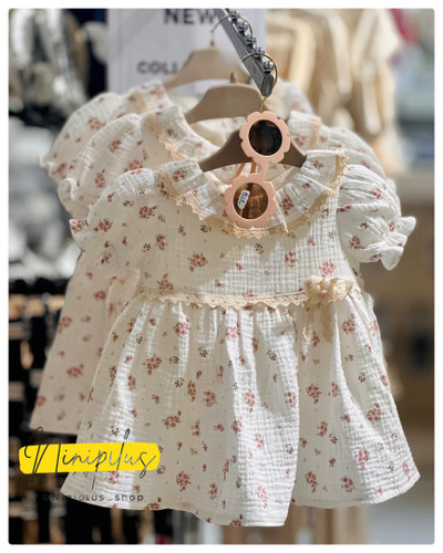 پیراهن دخترانه مجلسی موسلین با طرح گلهای بهاری ........18414