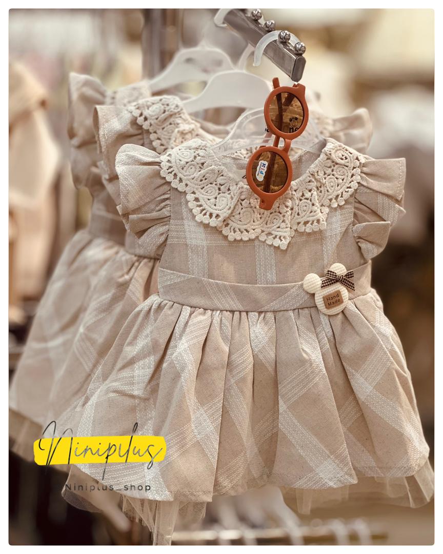 پیراهن دخترانه مجلسی یقه گیپور | ۶ ماه تا ۳ سال ........20144